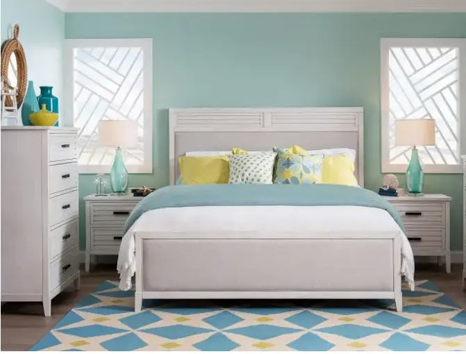 Coastal White King Upholstered Bed