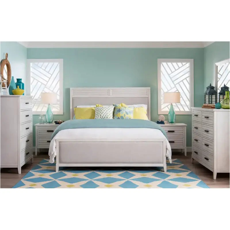 Coastal White King Upholstered Bed