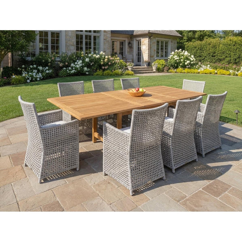 Banquet Teak 9pc Outdoor Dining Set with 8 Sands Point chairs