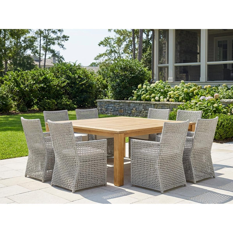 Rinjani Teak 9pc Square Outdoor Dining Set with 8 Sands Point chairs