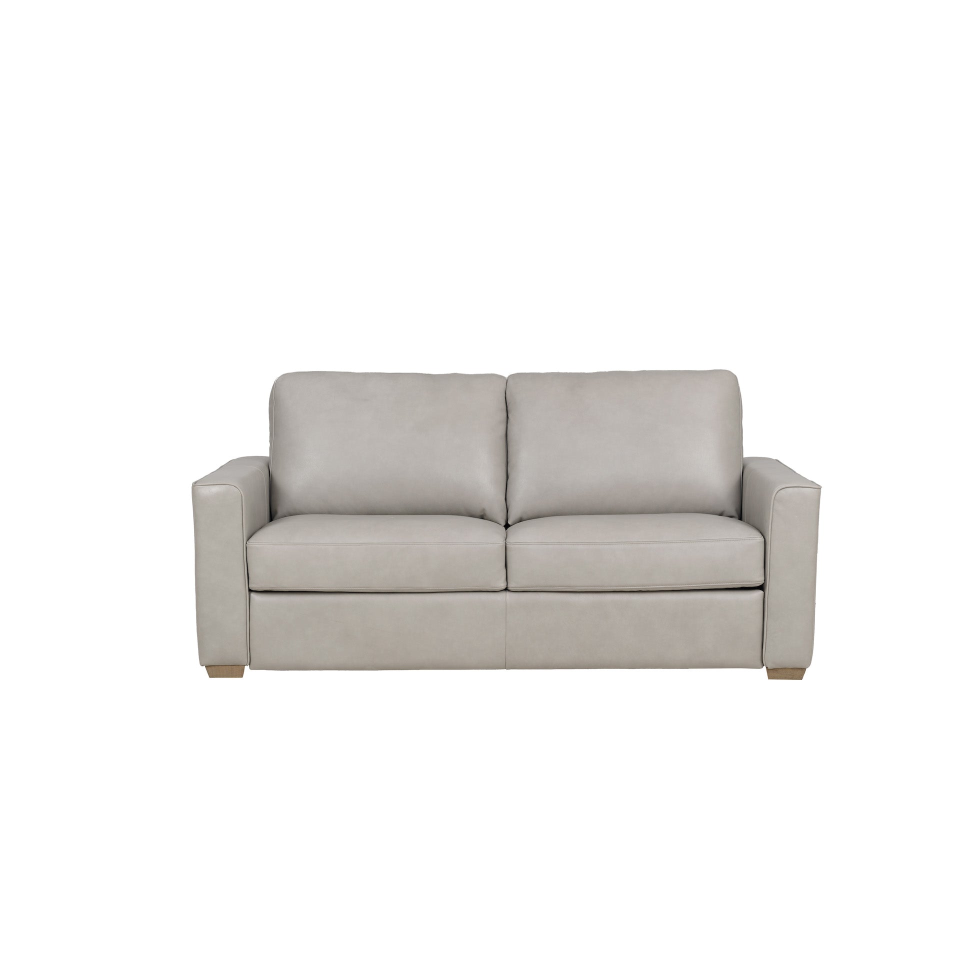 Livorno Leather 59" Full Pop-Up Sleeper Loveseat in Pearl Leather with Cool Memory Foam Mattress