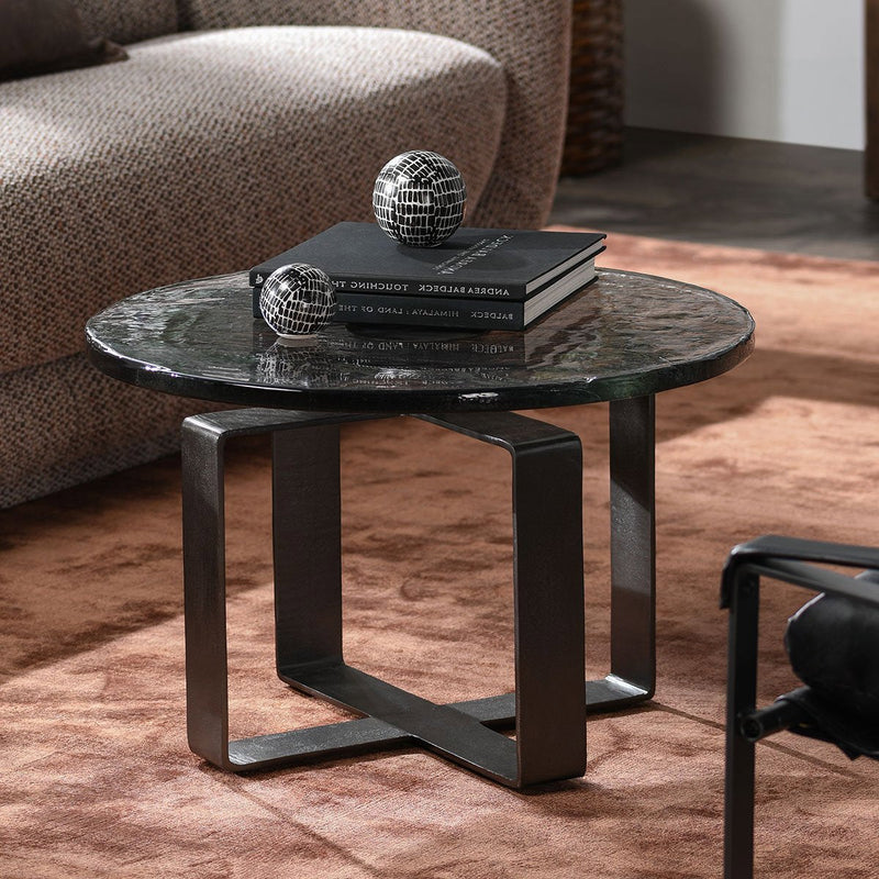 Textured Artisanal Glass Coffee Table 28"