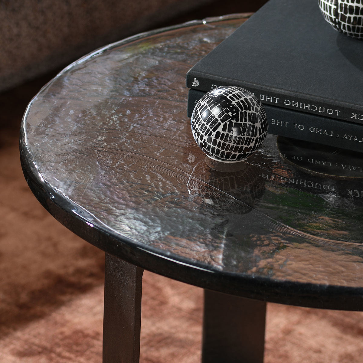 Textured Artisanal Glass Coffee Table 28"