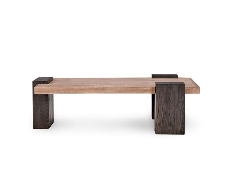 Designer Two-Tone 62" Coffee Table Natural Walnut Finish