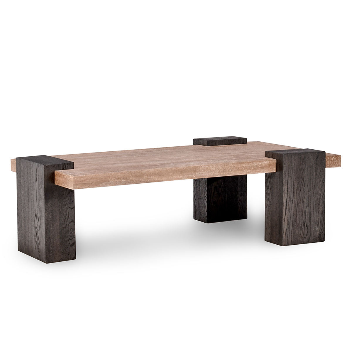 Designer Two-Tone 62" Coffee Table Natural Walnut Finish