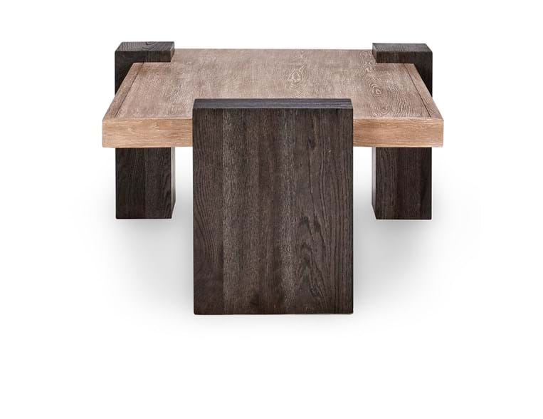 Designer Two-Tone 62" Coffee Table Natural Walnut Finish