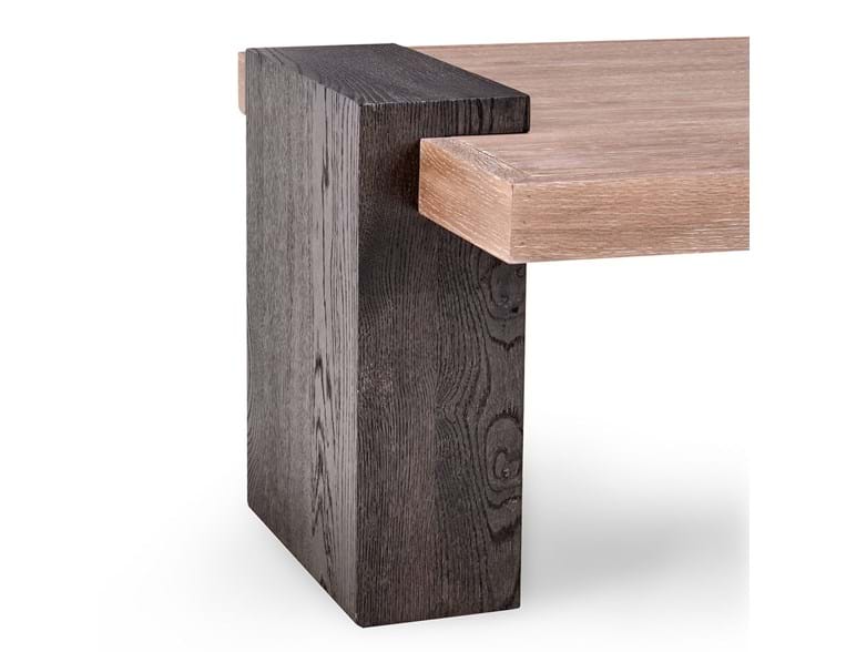 Designer Two-Tone 62" Coffee Table Natural Walnut Finish