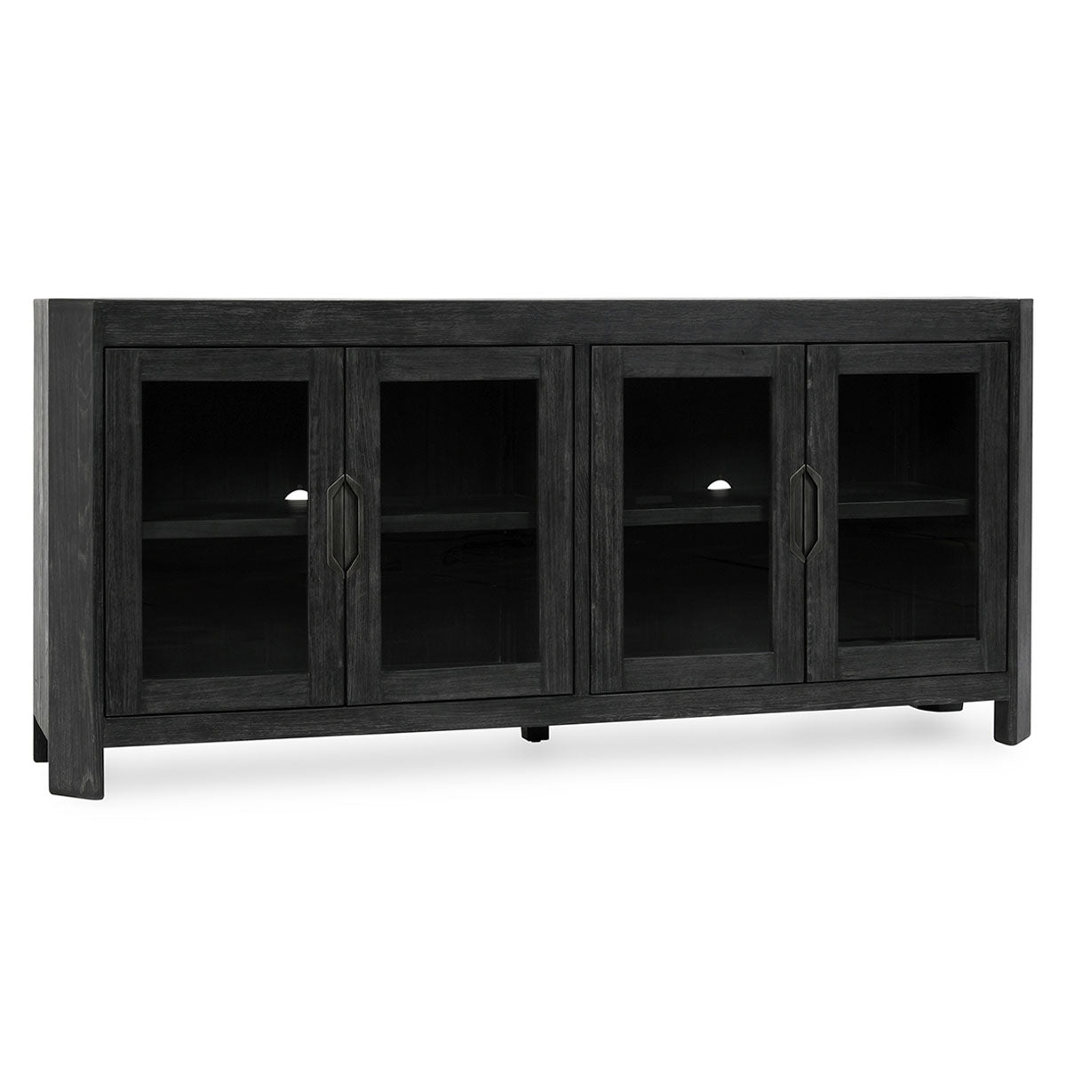 Aged Black Reclaimed Oak 4-Door Cabinet 84"