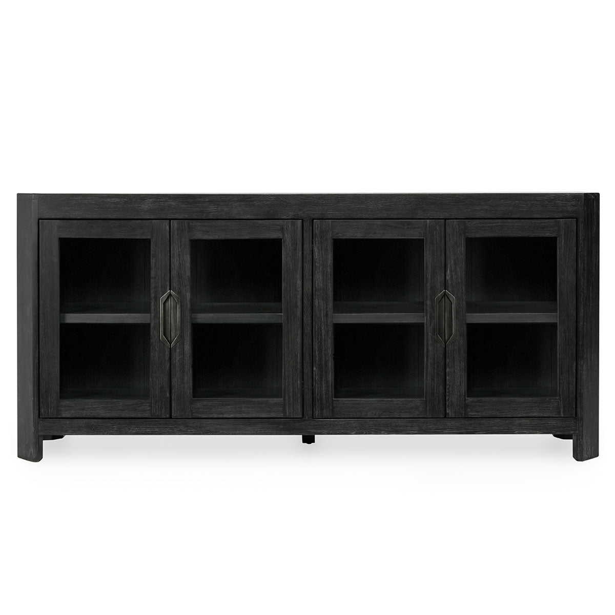 Aged Black Reclaimed Oak 4-Door Cabinet 84"