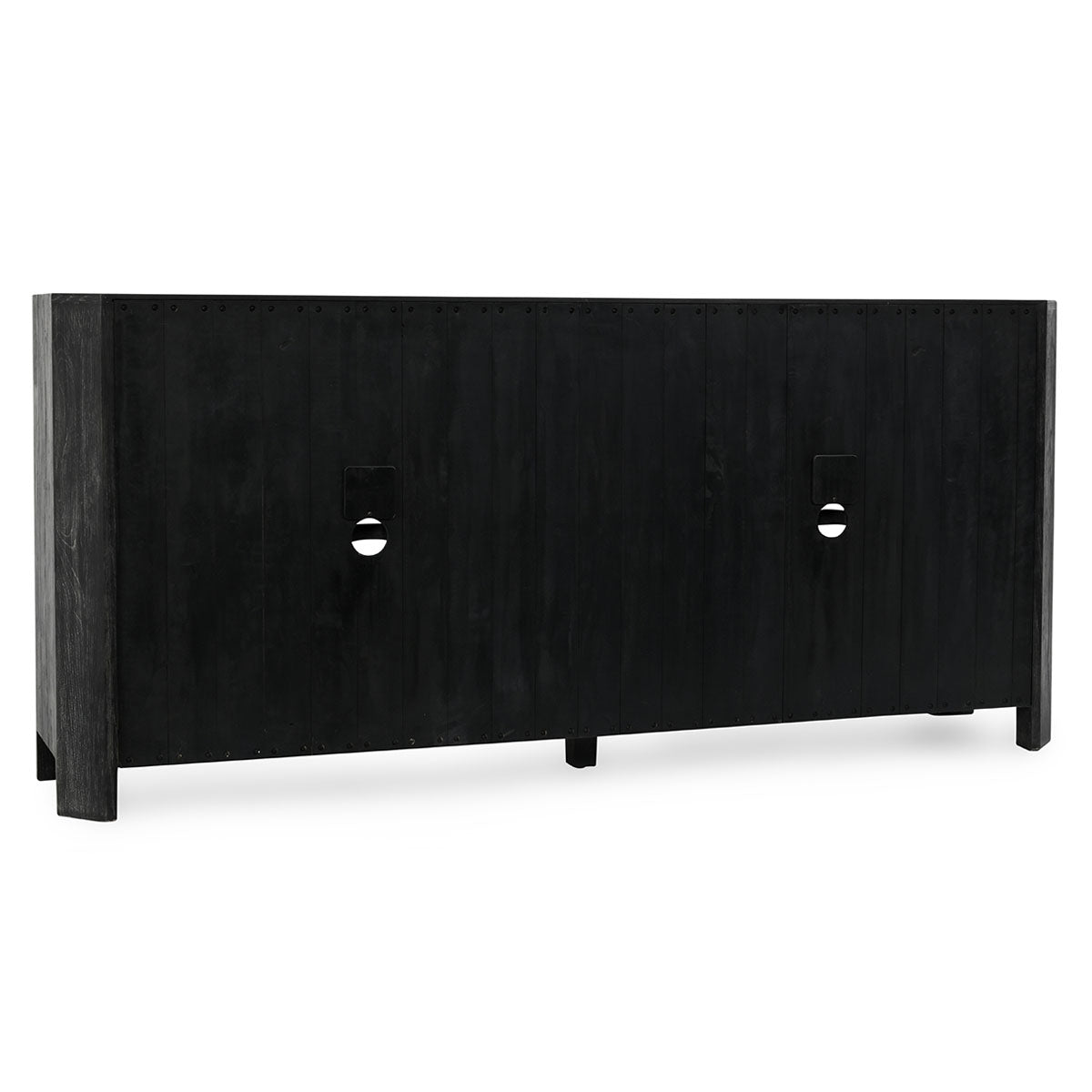 Aged Black Reclaimed Oak 4-Door Cabinet 84"