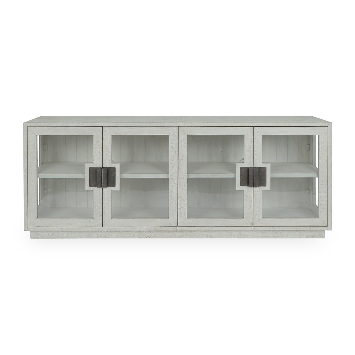 Larson Reclaimed Pine 4-Door Cabinet Distressed Ivory 90"