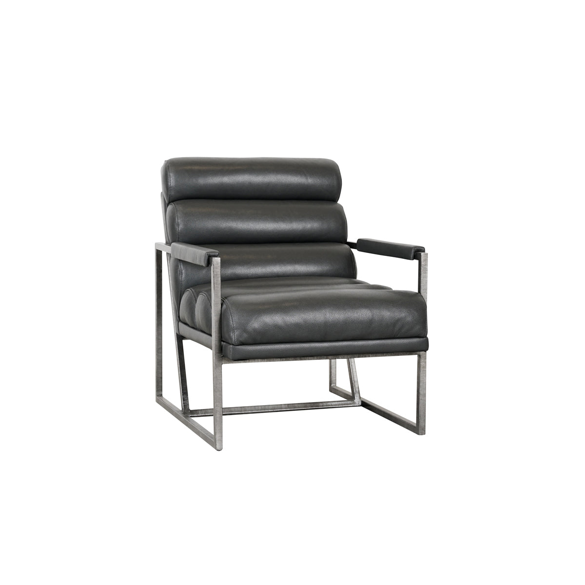 Top Grain Leather Charcoal Accent Chair "Topanga"