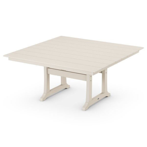 POLYWOOD Outdoor 59" Square Dining Table - Farmhouse or Nautical Trestle Style , Counter or Dining Height Table