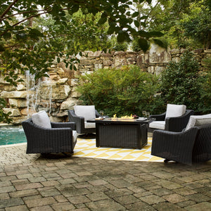 Fire Island Black Outdoor 5pc Firepit Chat Set — view 1