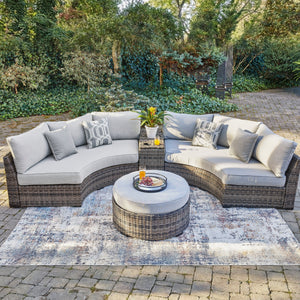 Montauk Curve Half Moon 3pc Sectional Set - With Outdoor High Performance Cushions — view 1