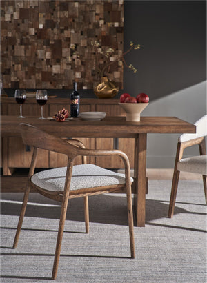 Echo dining arm chairs in Medium Brown Oak at the Eden solid oak dining table in a modern dining room — view 4