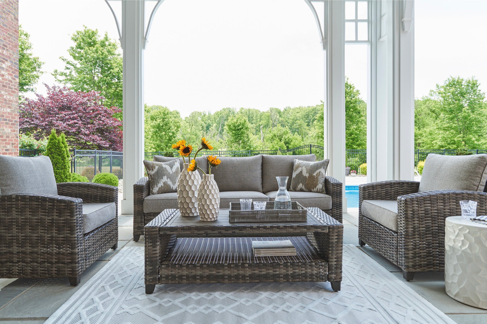 Mystic 4-Piece Outdoor Deep Seating Set (Sofa +2 Club Chairs +Coffee Table)