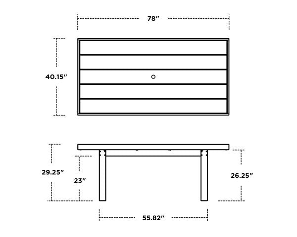 POLYWOOD Edge Outdoor Dining Table 78" x 40"