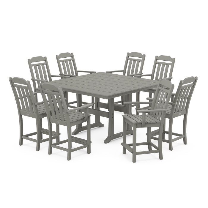 POLYWOOD Outdoor 59" Square Dining Table - Farmhouse or Nautical Trestle Style , Counter or Dining Height Table