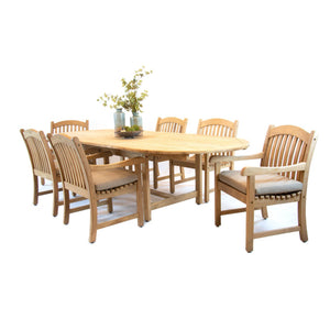 Harbour Teak Outdoor Dining Set (Teak Extendable Oval Table 71-95" with 6 Teak Tista Armchairs +FREE Cushions +FREE Cover +FREE Umbrella) — view 6