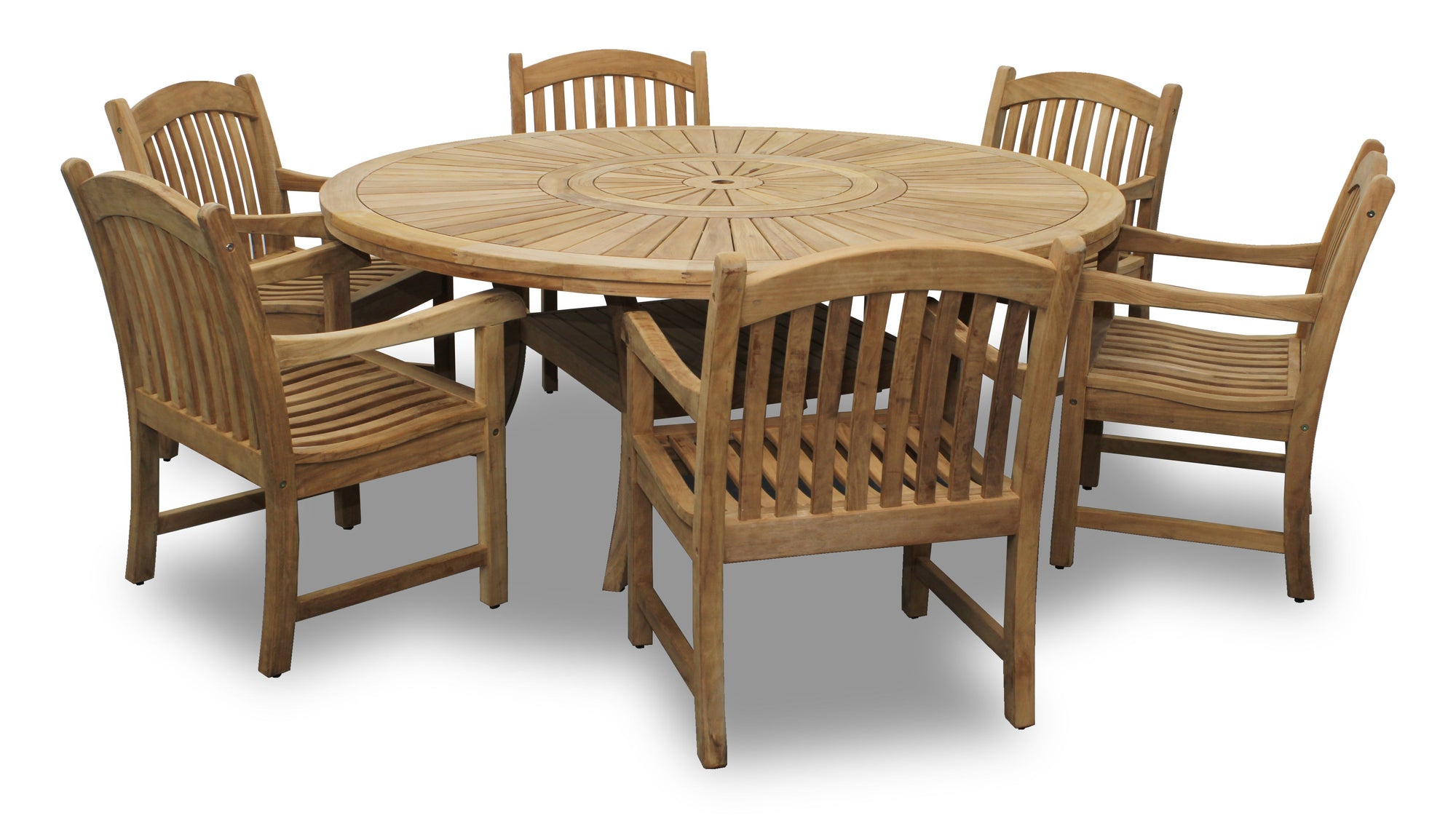 Komodo Teak 70" Outdoor Dining Table w Built-in Lazy Susan Round (table only)