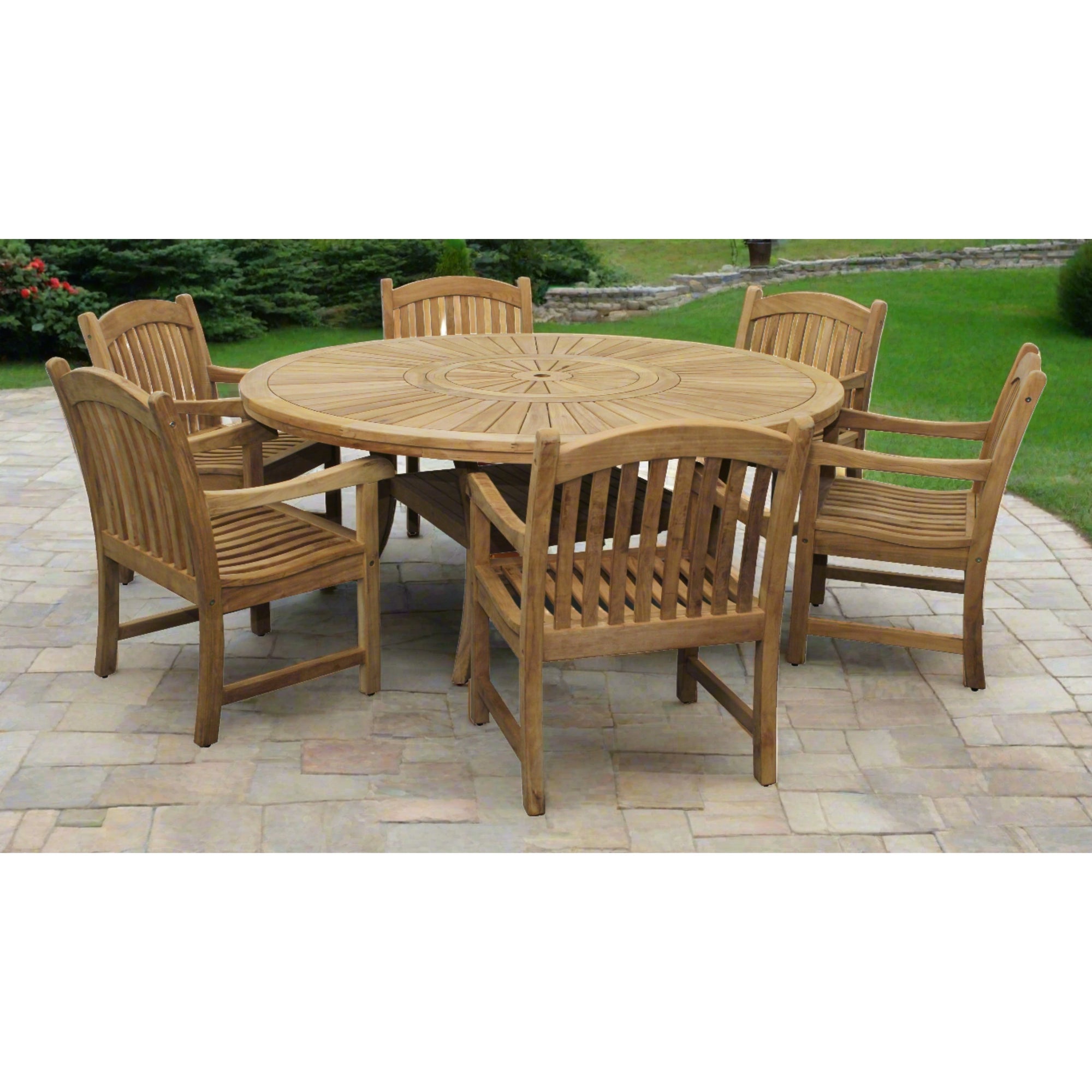 Komodo Teak 70" Outdoor Dining Table w Built-in Lazy Susan Round (table only)