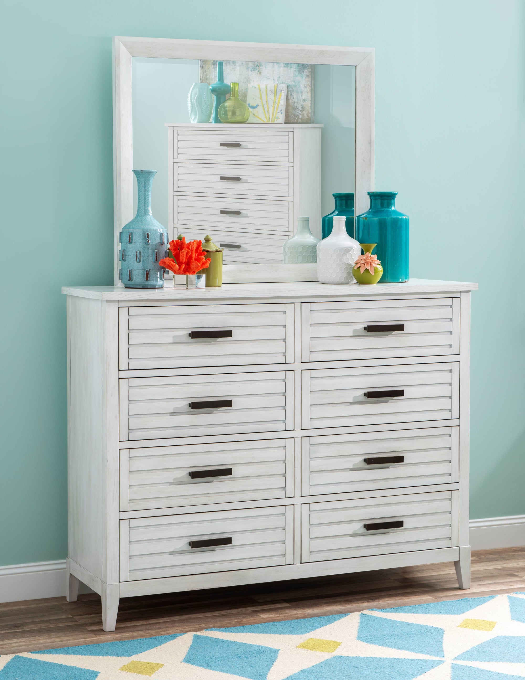Coastal White King Upholstered Bed