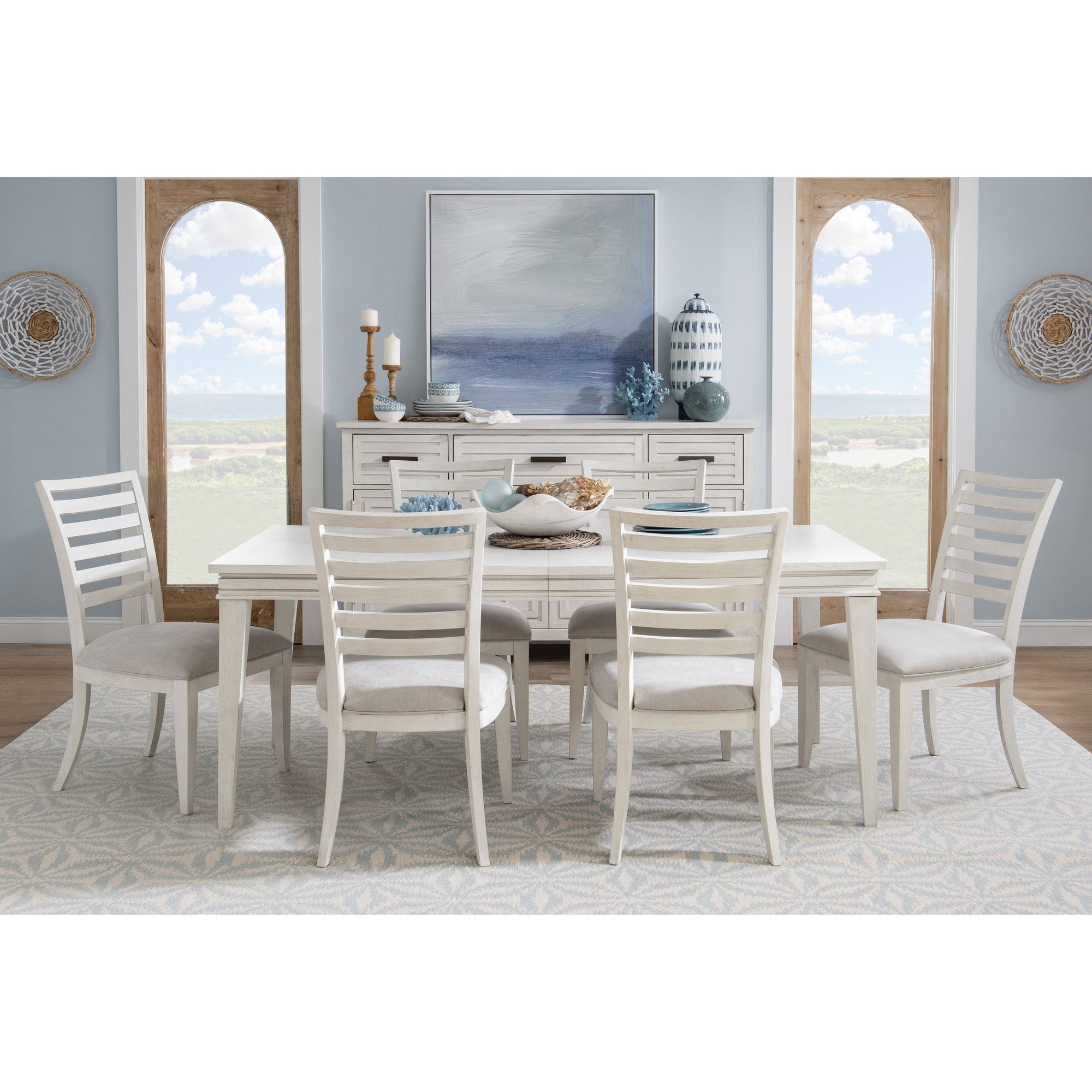 Coastal White  7-Piece Extendable (74-92") Dining Set