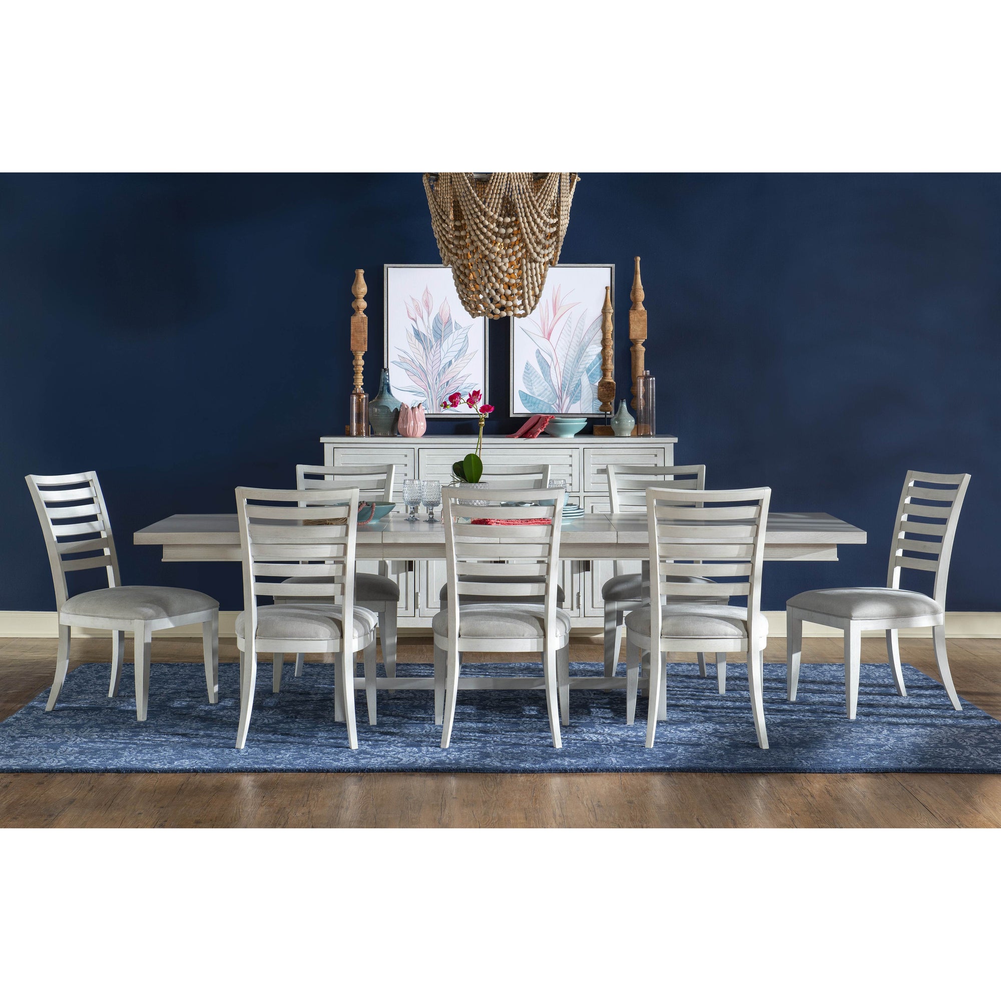 Coastal White 9-Piece Extendable (76-94-112") Trestle Dining Set