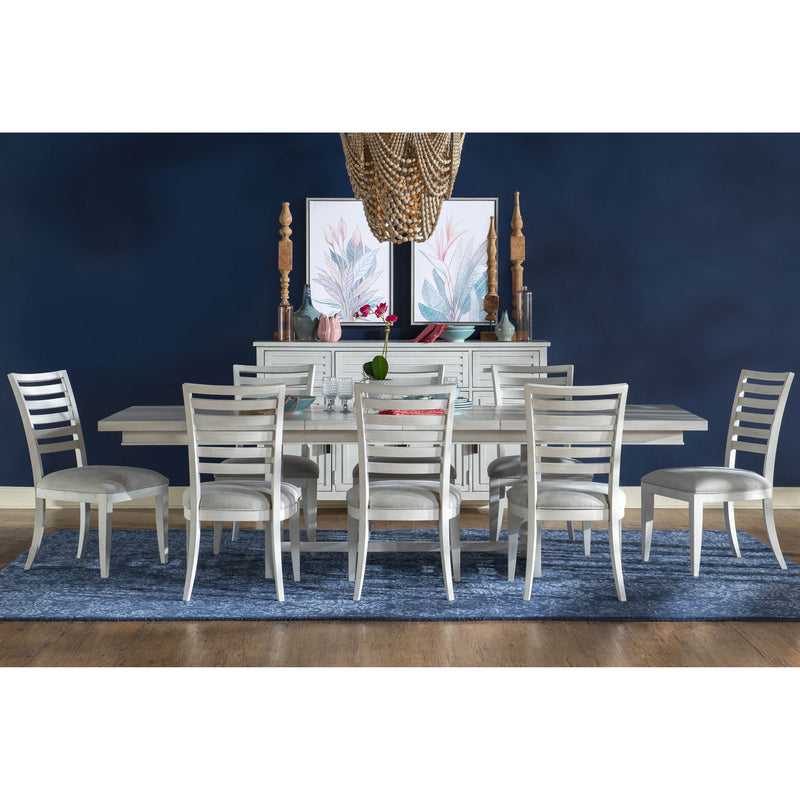 Coastal White Trestle 7-Pc Dining Set (Extendable Table 76"-112" +6 Chairs)