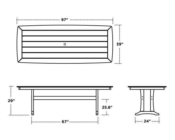 POLYWOOD 97" Outdoor Dining Tables - Nautical Style
