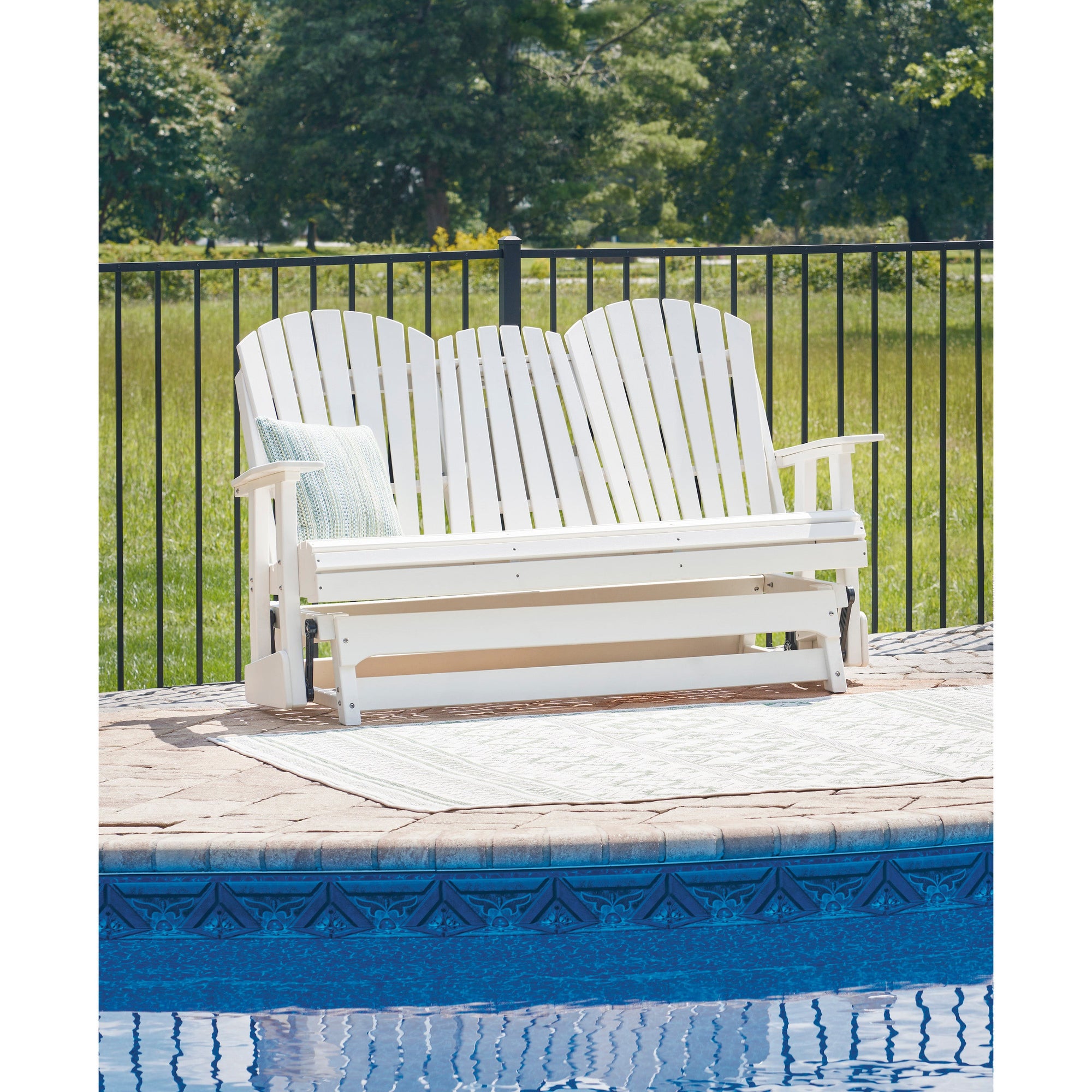 Poly White Outdoor 67" Swivel Glider Loveseat