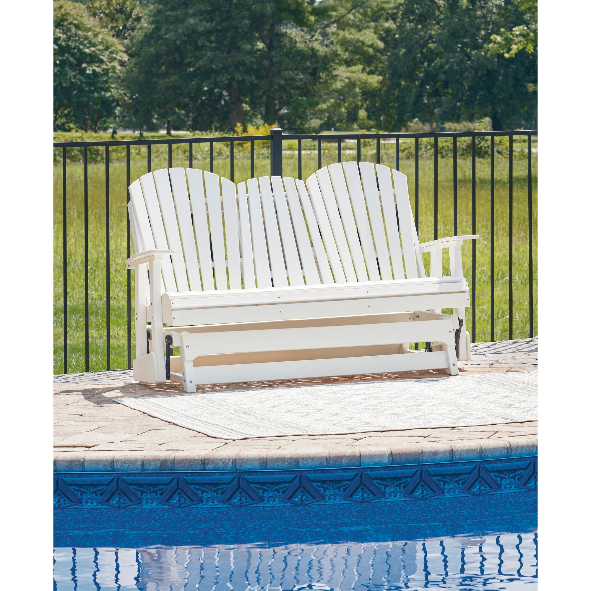 Poly White Outdoor 67" Swivel Glider Loveseat