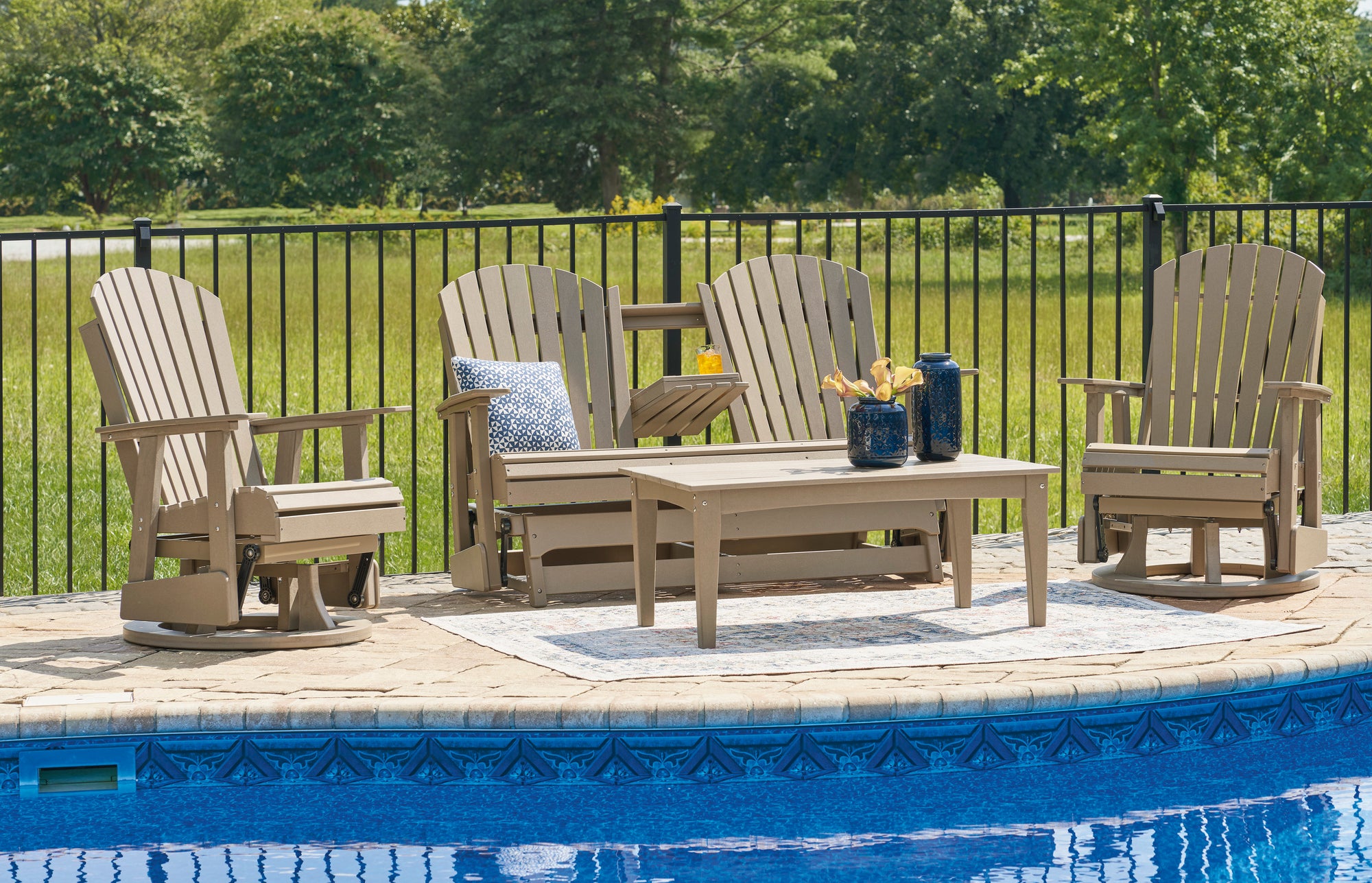 Poly Driftwood Outdoor Swivel Glider Chair