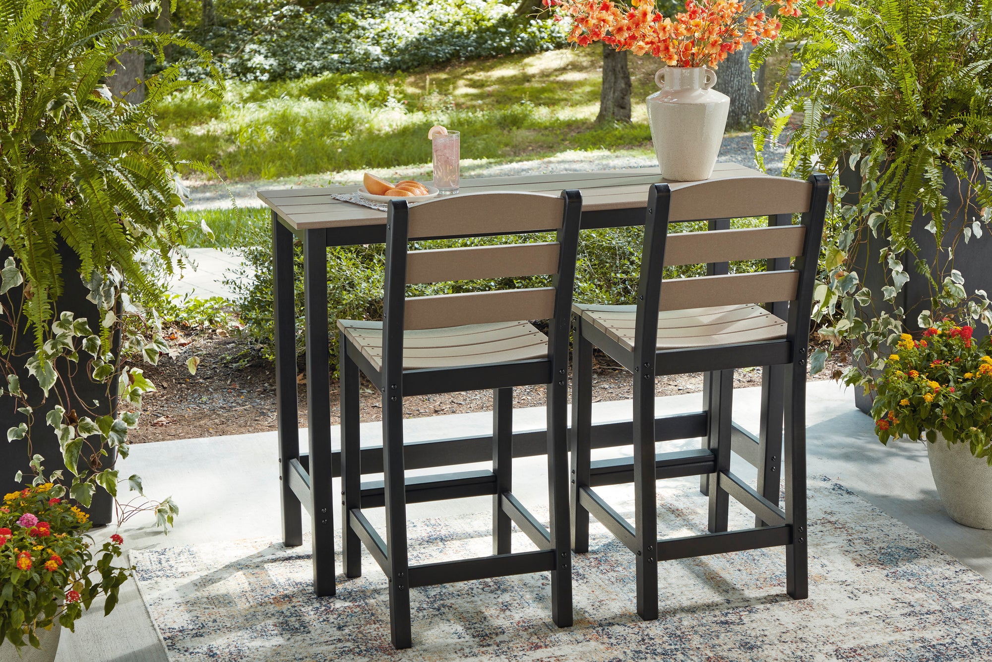 Poly Console 3-Pc Outdoor Bar Set (Counter Height Table +2 Stools)