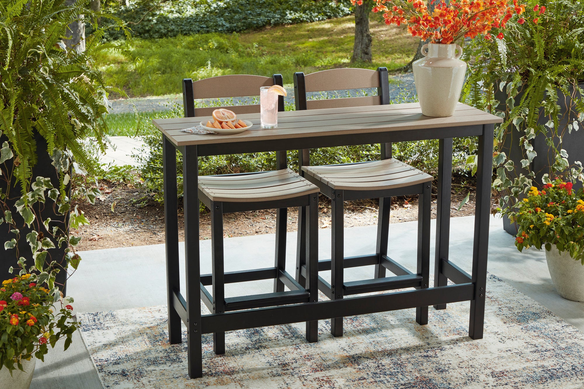 Poly Console 3-Pc Outdoor Bar Set (Counter Height Table +2 Stools)