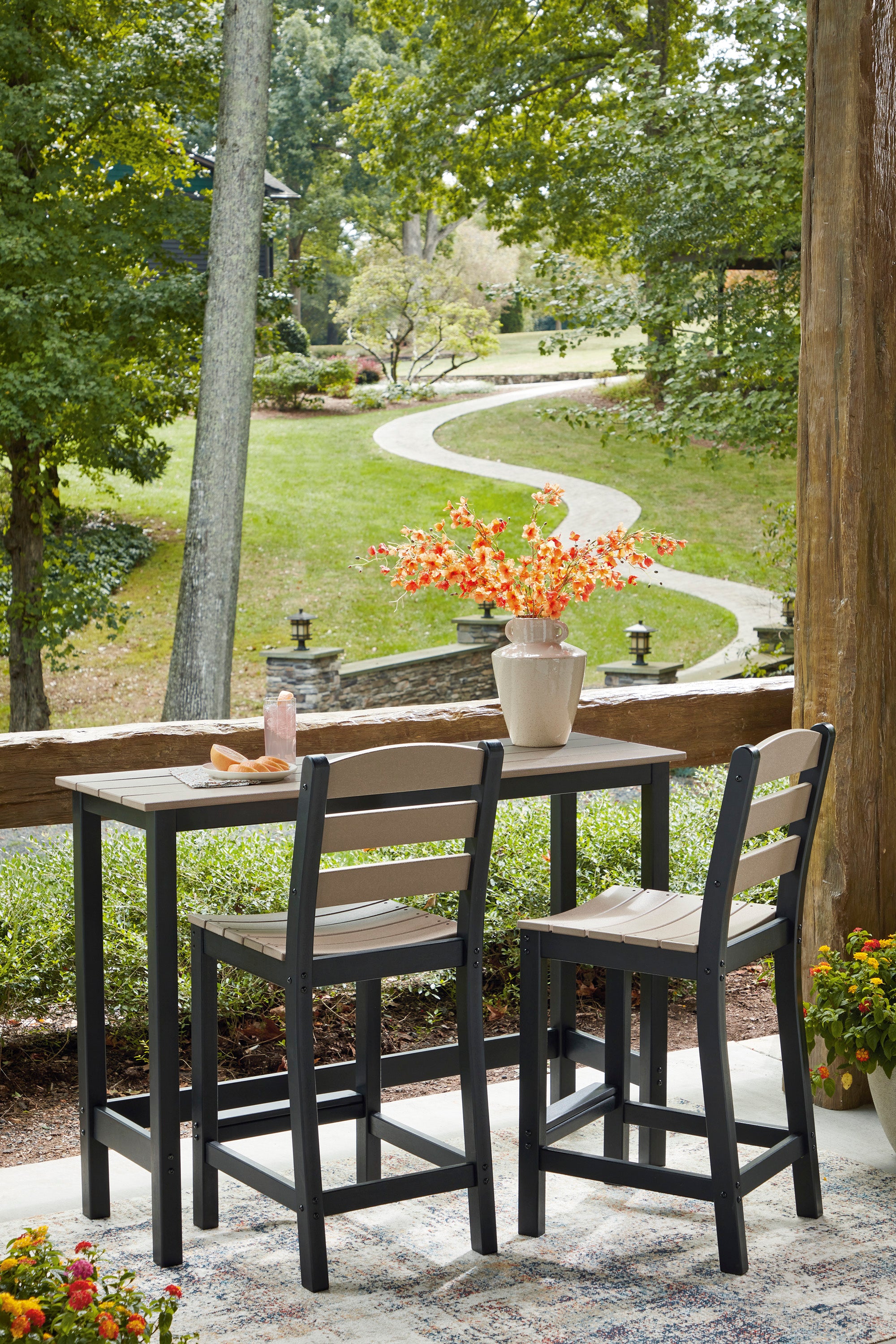 Poly Console 3-Pc Outdoor Bar Set (Counter Height Table +2 Stools)