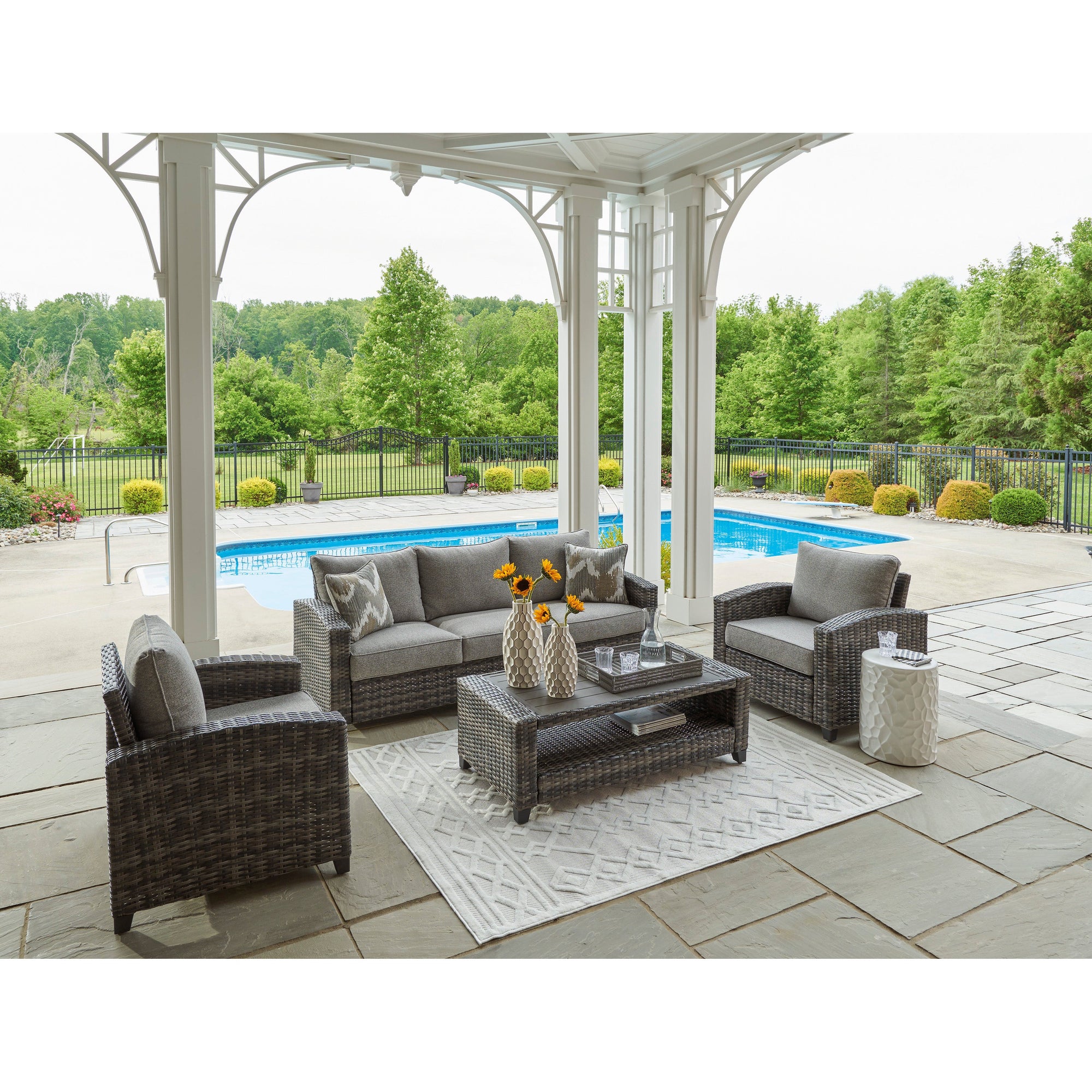 Mystic 4-Piece Outdoor Deep Seating Set (Sofa +2 Club Chairs +Coffee Table)