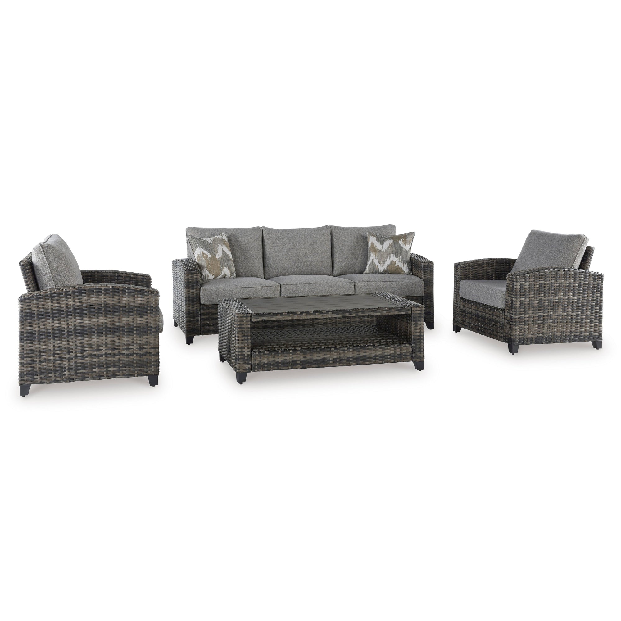 Mystic 4-Piece Outdoor Deep Seating Set (Sofa +2 Club Chairs +Coffee Table)