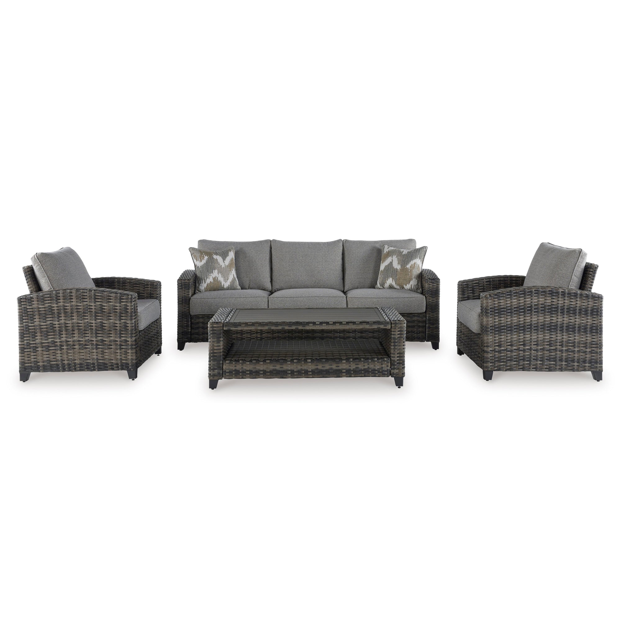 Mystic 4-Piece Outdoor Deep Seating Set (Sofa +2 Club Chairs +Coffee Table)
