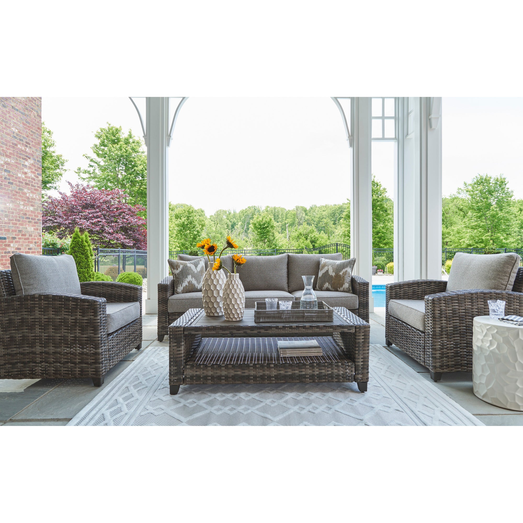 Mystic 4-Piece Outdoor Deep Seating Set (Sofa +2 Club Chairs +Coffee Table)