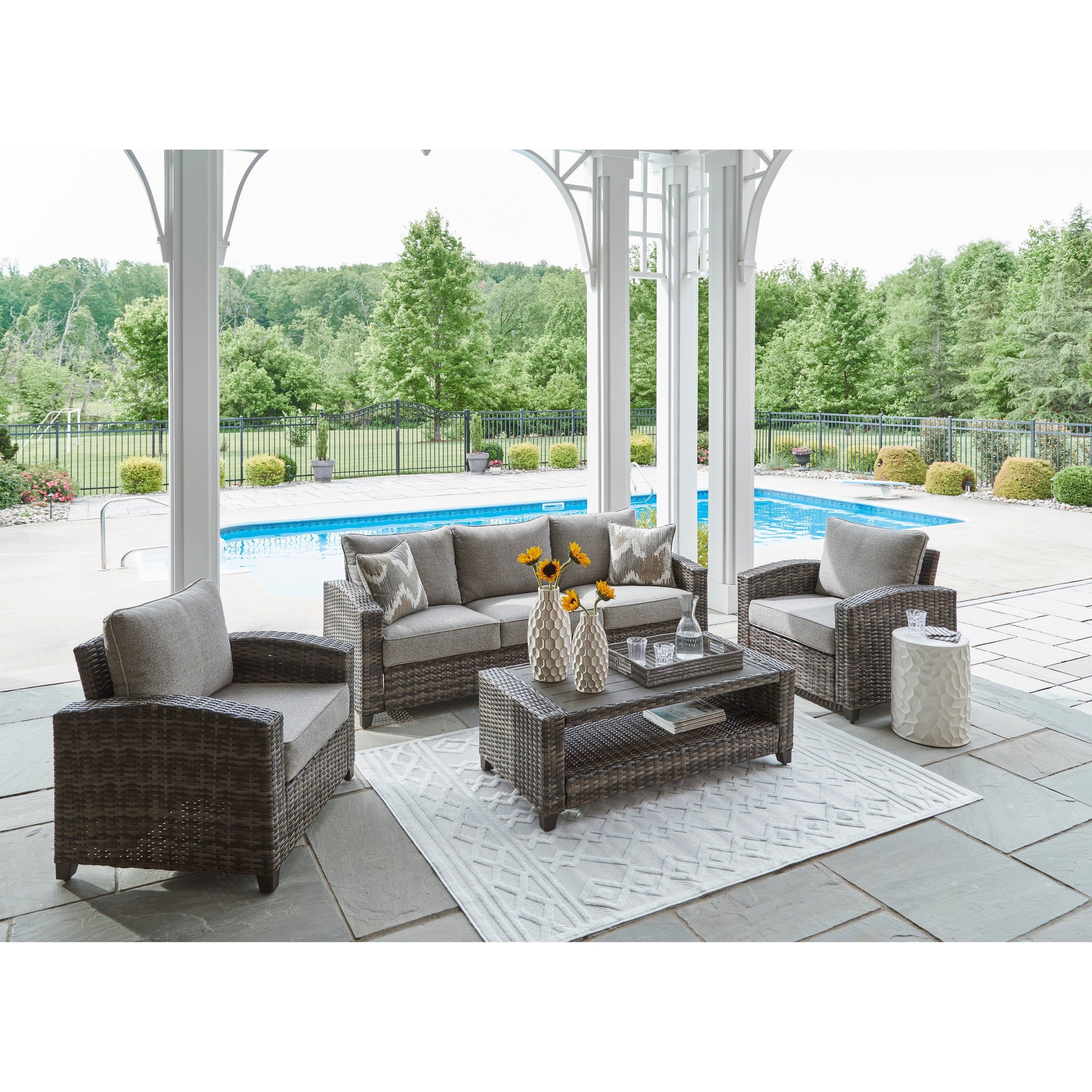 Mystic 4-Piece Outdoor Deep Seating Set (Sofa +2 Club Chairs +Coffee Table)