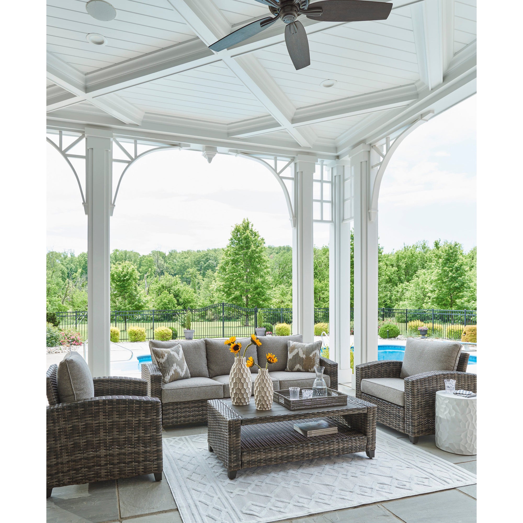 Mystic 4-Piece Outdoor Deep Seating Set (Sofa +2 Club Chairs +Coffee Table)
