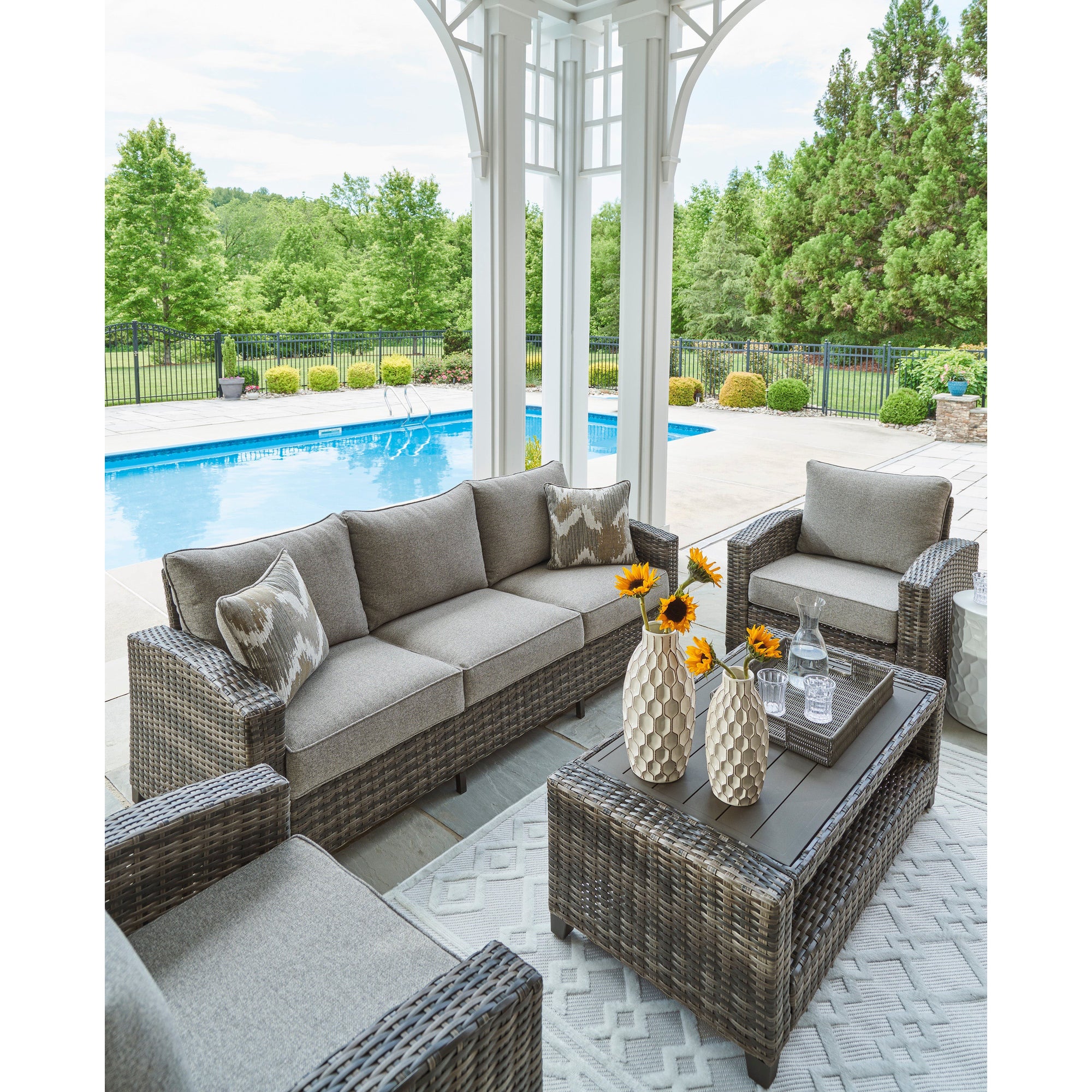 Mystic 4-Piece Outdoor Deep Seating Set (Sofa +2 Club Chairs +Coffee Table)