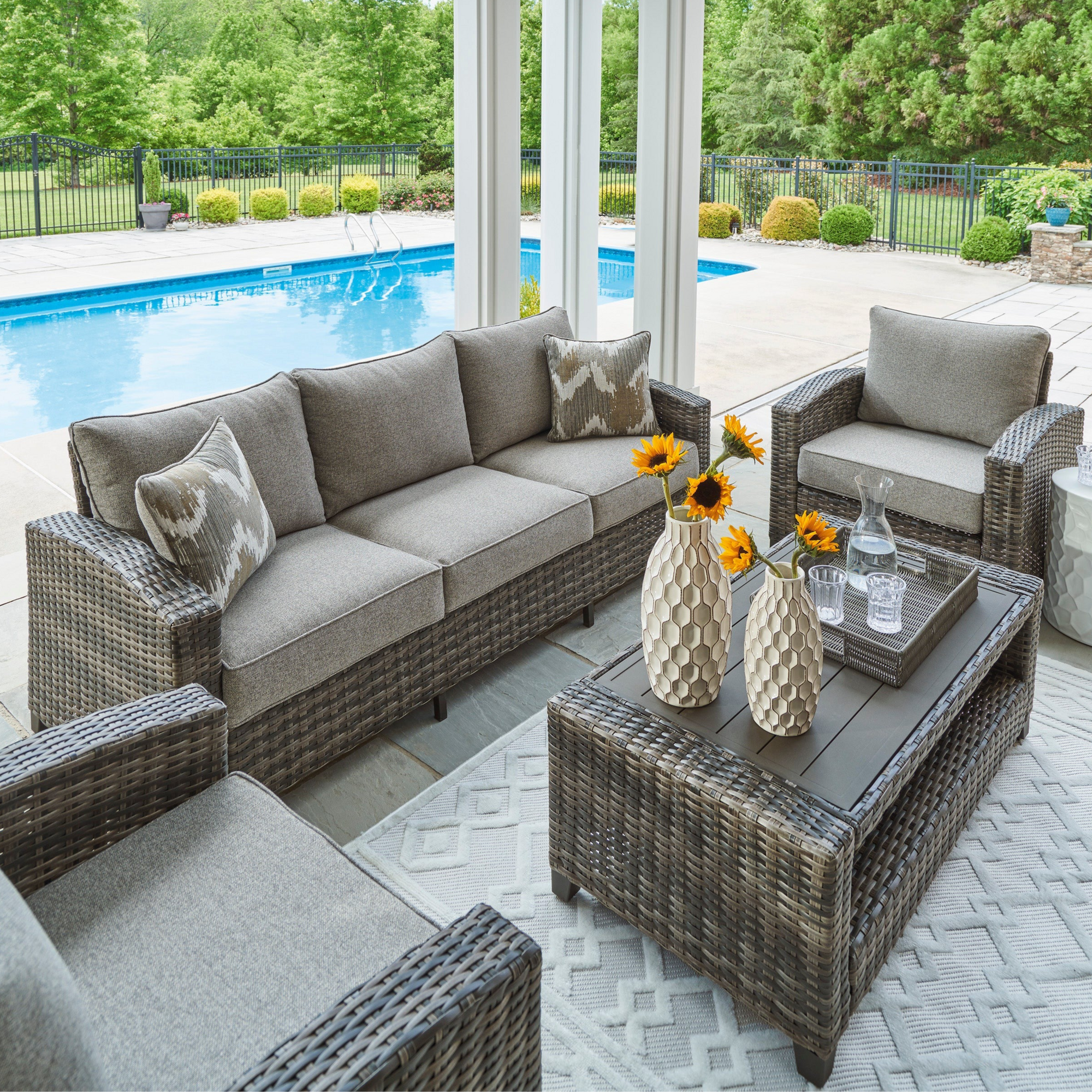 Mystic 4-Piece Outdoor Deep Seating Set (Sofa +2 Club Chairs +Coffee Table)