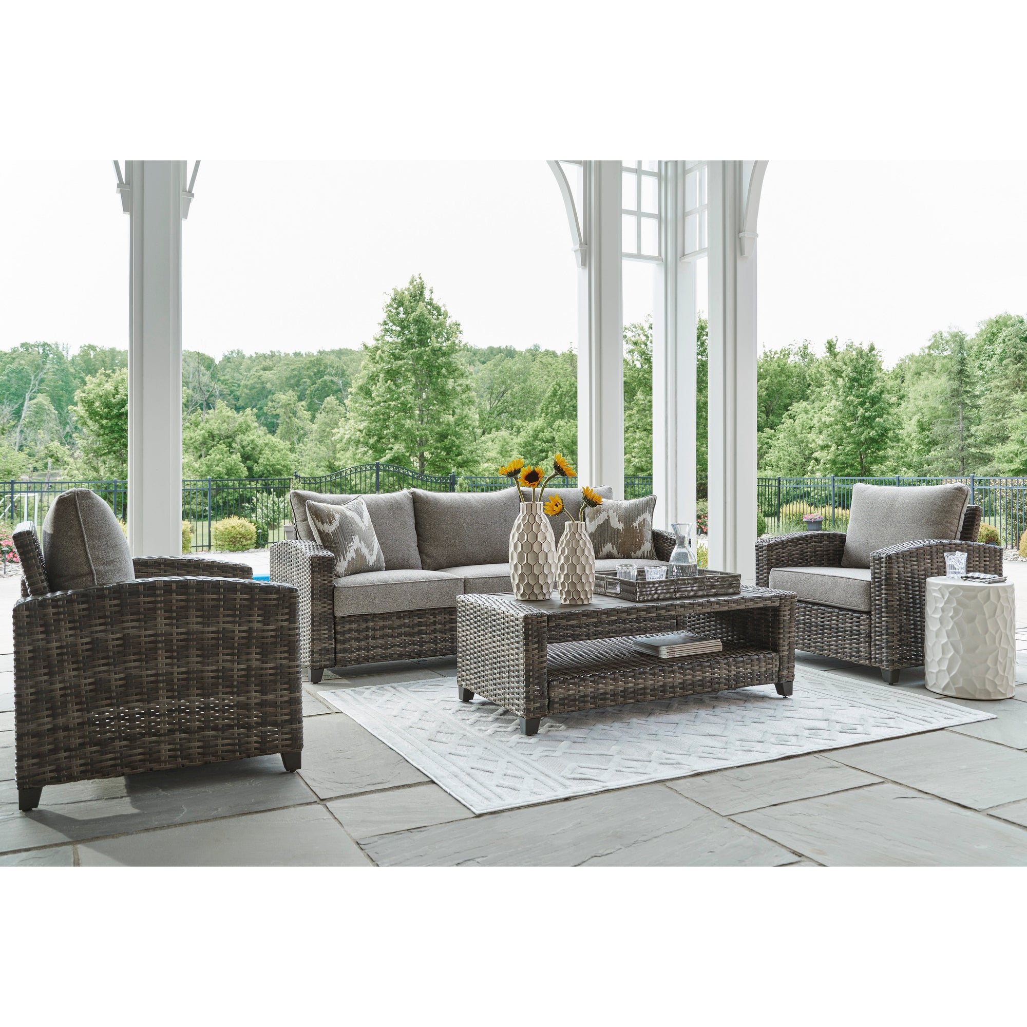 Mystic 4-Piece Outdoor Deep Seating Set (Sofa +2 Club Chairs +Coffee Table)