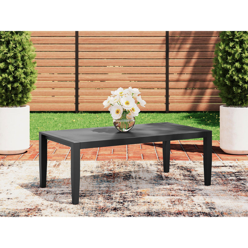 Black Woven 48" Outdoor Rectangular Coffee Table