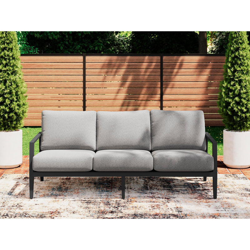 Black Woven Outdoor 78" Sofa