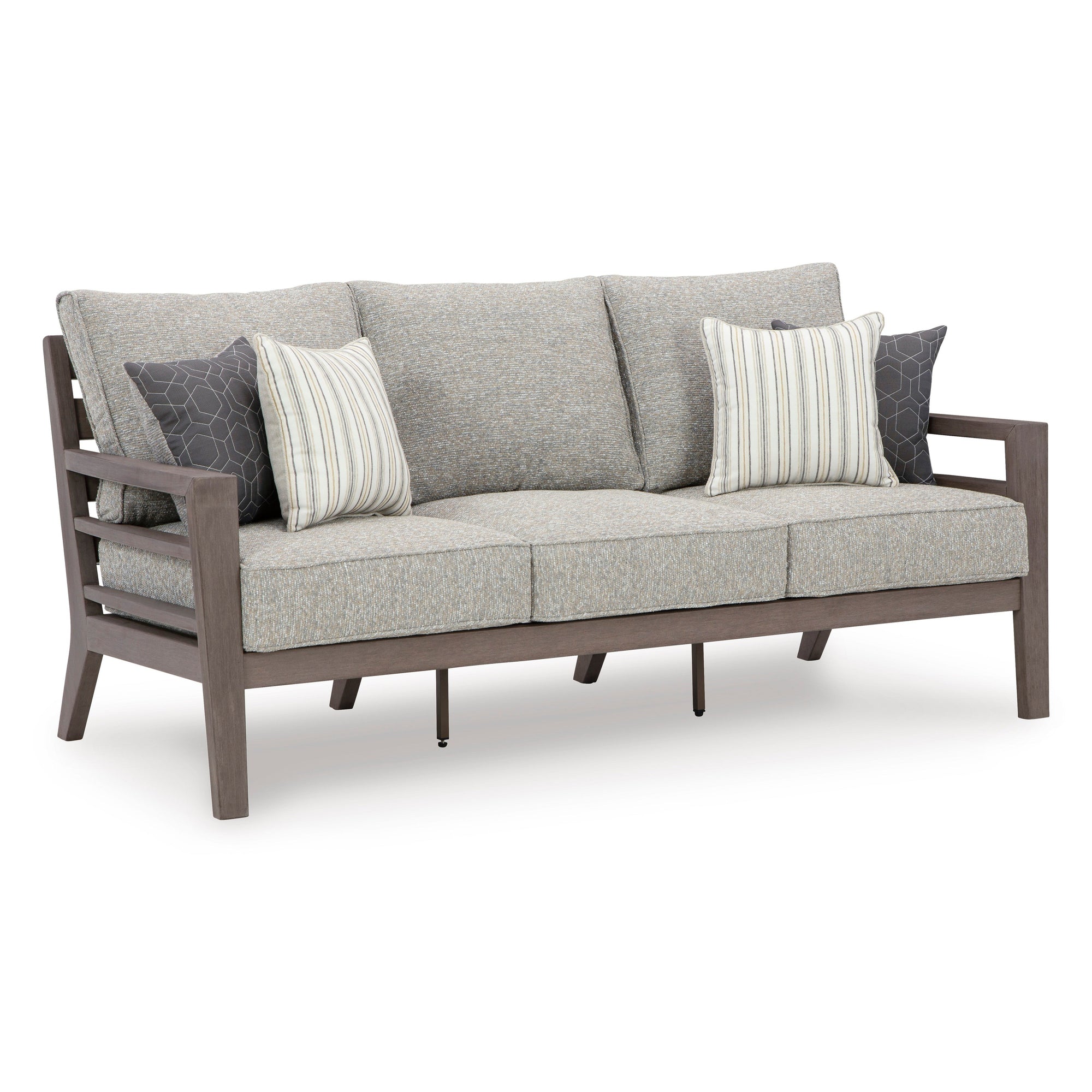 Poly Teak Taupe 6-Pc Outdoor Deep Seating (Sofa + 2 Swivel Club Chairs + Coffee Table + 2 End Table)