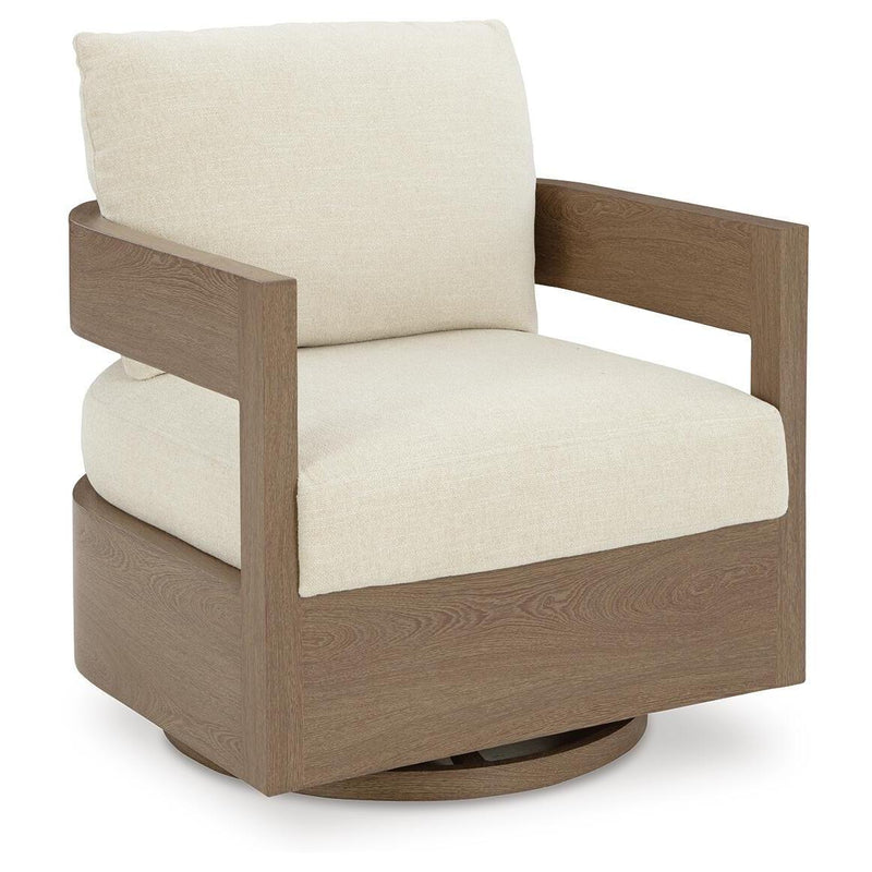 Modern Curve 3-Piece Outdoor Chat Set (2 Swivel Gliders + End Table)
